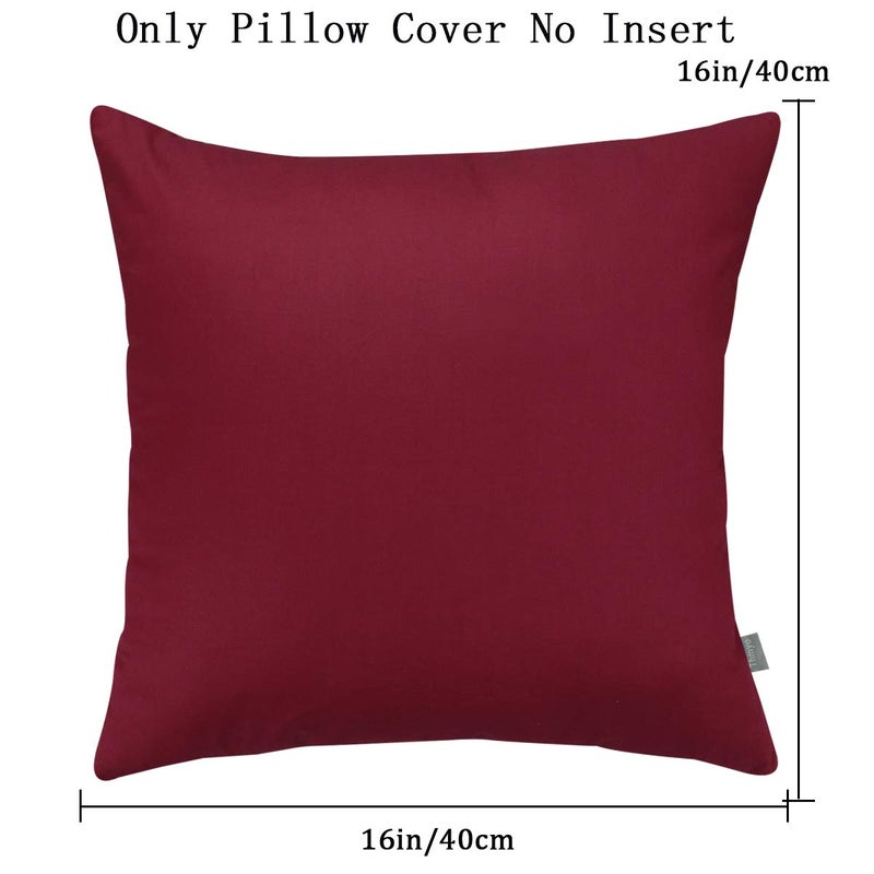 Thmyo 4-Pack 100% Cotton Comfortable Solid Decorative Throw Pillow Case Square Cushion Cover Pillowcase Sublimation Blank Pillow Covers(Cover Only,No Insert)(16x16 inch/ 40x40cm, Wine red) - Image 5